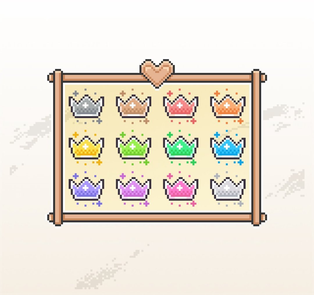 Twitch订阅者徽章及小奇点徽章/忠诚徽章/像素风/闪亮皇冠 - Logo 设计/图案设计 - 其他材质 