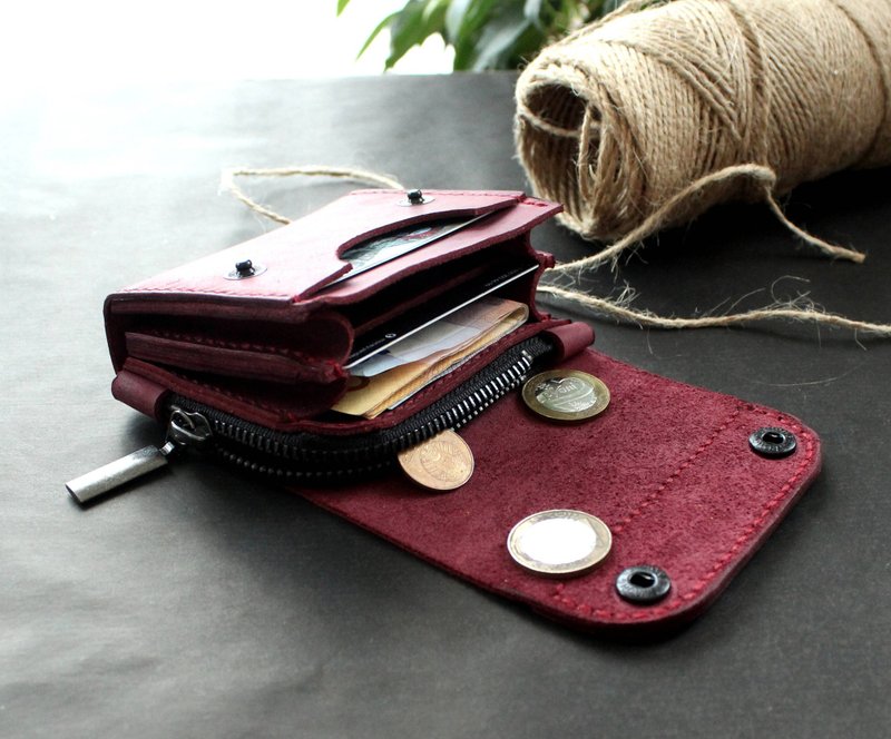 真皮钱包 小钱包 前袋钱包 - 皮夹/钱包 - 真皮 紫色