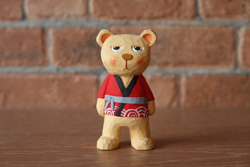 Bubu 穿着红色日式短外套 - 玩偶/公仔 - 木头 红色