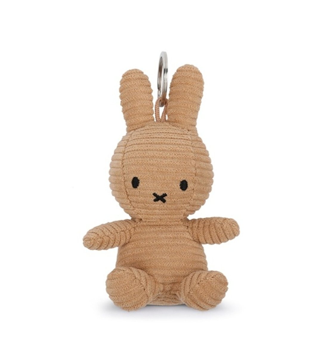 荷兰 Bon Ton Toys | Miffy 米飞兔 灯芯绒 钥匙圈 奶茶色 10cm - 钥匙链/钥匙包 - 其他材质 卡其色