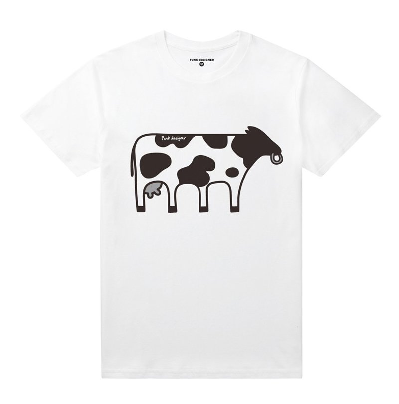 新鲜乳牛妈妈 - 女装 T 恤 - 棉．麻 白色