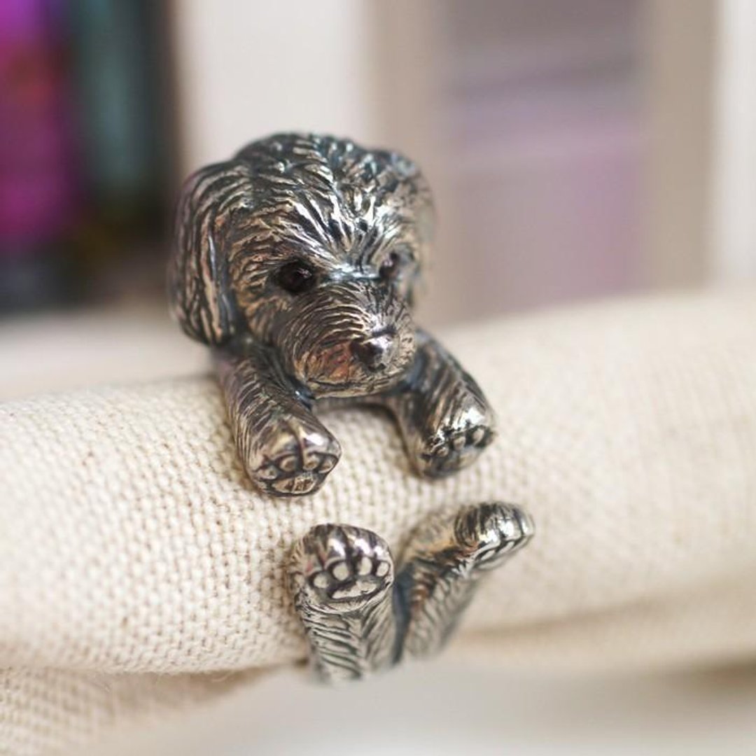 Dog Ring Toy Poodle Dog Ring-poodle Ring - 戒指 - 其他金属 银色