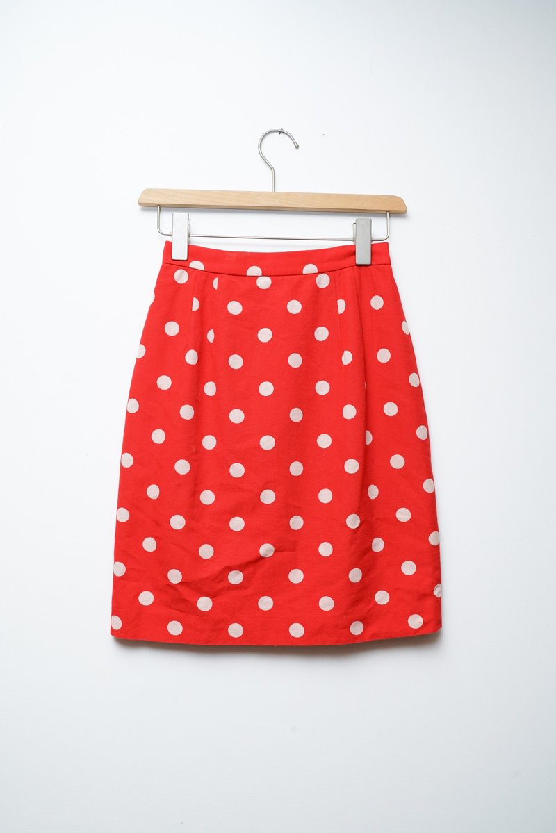 纯情百货行 古着 vintage 古着半身裙 水玉红半身裙 SL.0057 - 裙子 - 聚酯纤维 红色