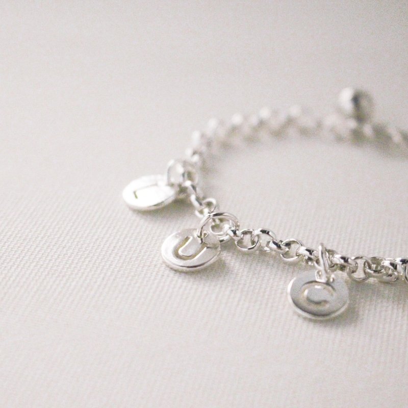 字词-宝宝银手链-四片 - 手链/手环 - 银 银色