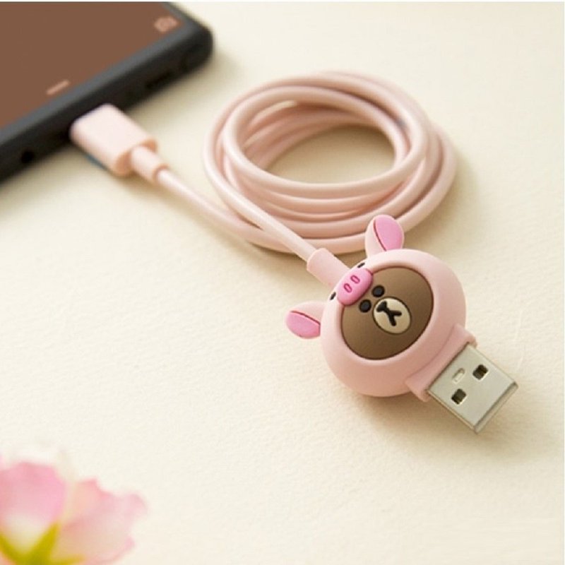 KHVATEC - LINE FRIENDS 粉紅豬熊大 USB Type C 數據充電線 - 充电宝/传输线 - 其他材质 粉红色