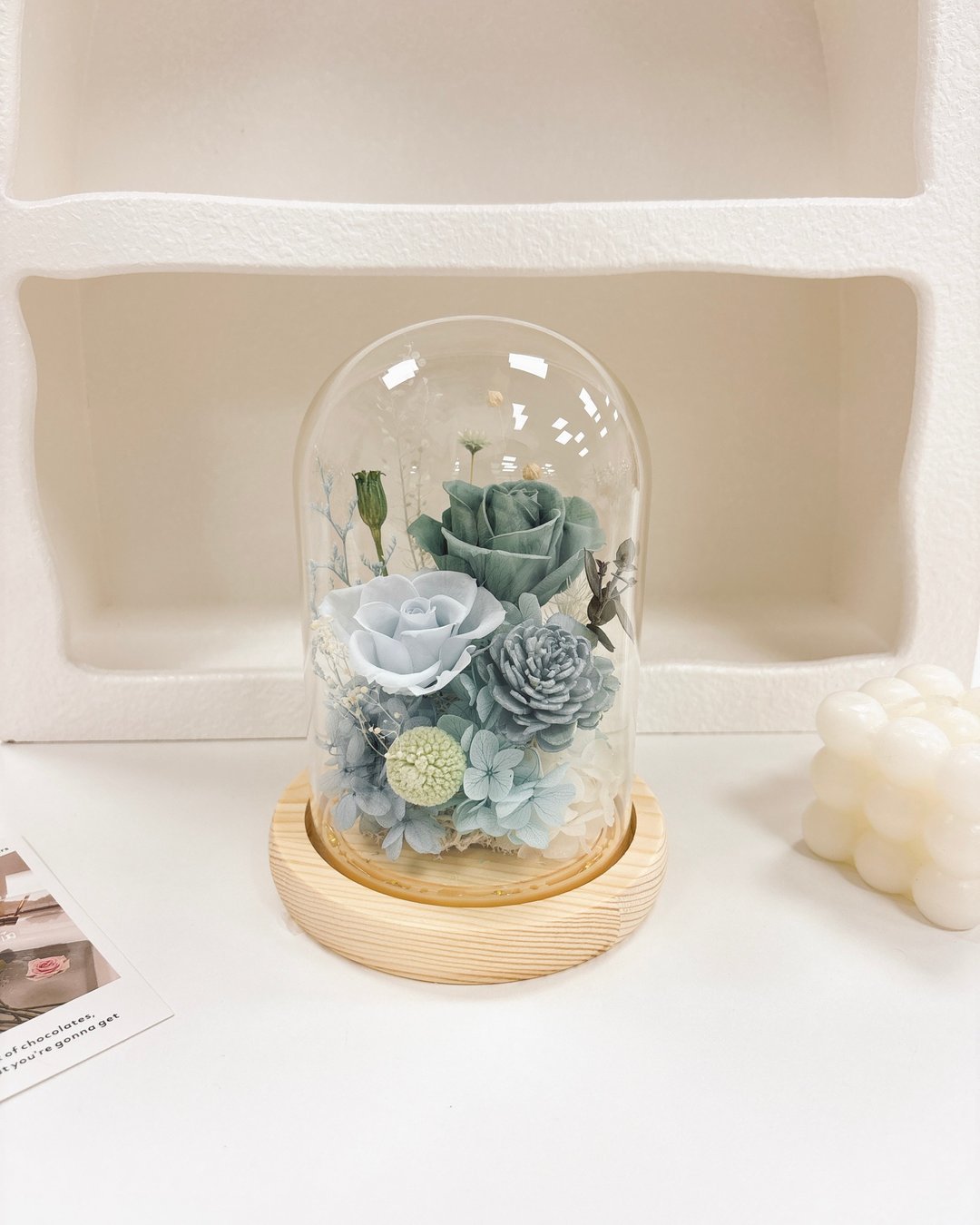 【永生花夜灯玻璃罩】- 静谧湖水蓝绿 - 灯具/灯饰 - 植物．花 多色
