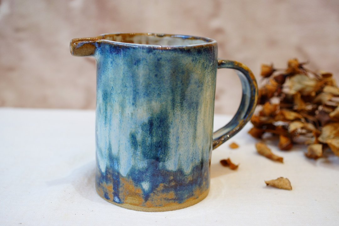 手作陶杯 雾青  330ml 分享杯 公道杯 陶杯 茶海 - 茶具/茶杯 - 陶 蓝色