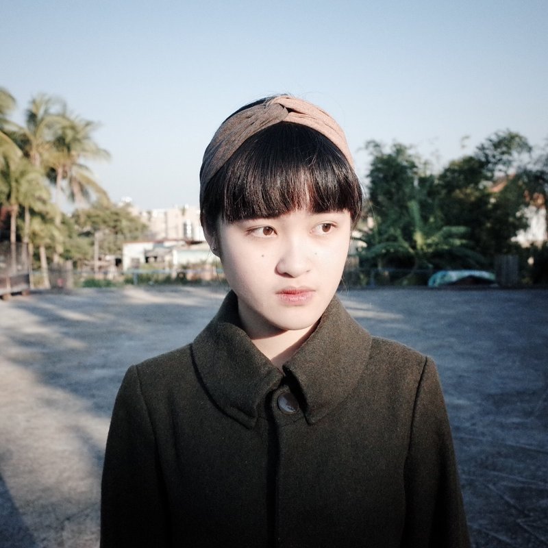 焦糖沙漠 松紧宽版/手工发带 - 发带/发箍 - 棉．麻 咖啡色