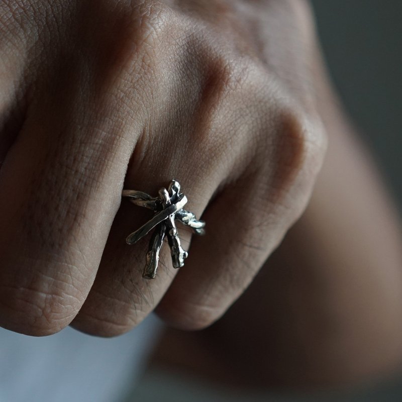 铁丝网戒指男士纯银 - 戒指 - 其他金属 银色