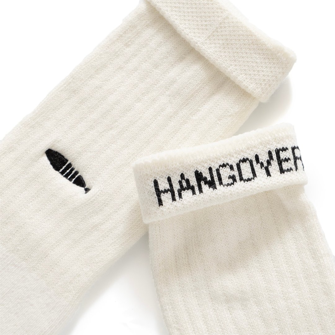 【简约百搭】Hangover 字句卷边袜 (SK079) - 袜子 - 棉 白色