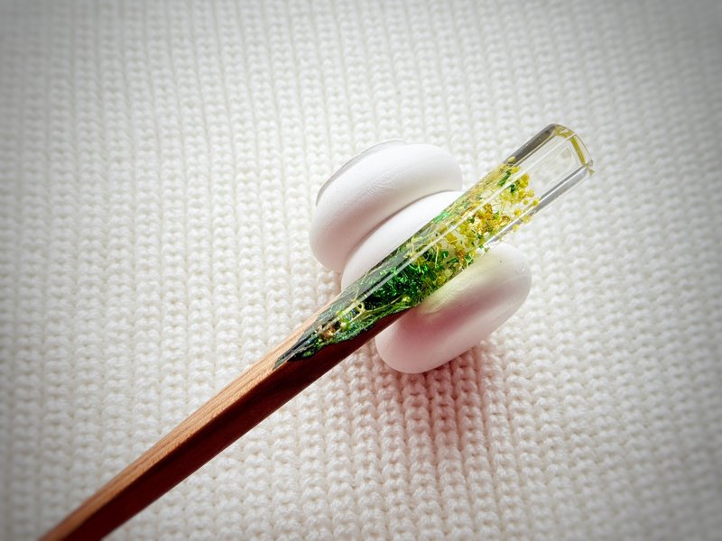 木质发簪，黄色小花，花朵发簪 - 发饰 - 木头 黄色