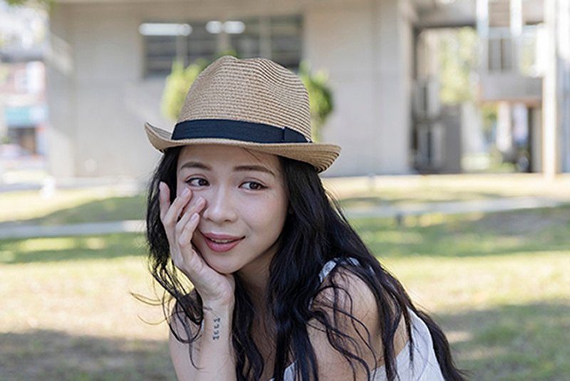 Unni森林精灵草帽-编织帽 帽子 登山帽 草帽 防晒 straw hat 透气 - 帽子 - 聚酯纤维 卡其色