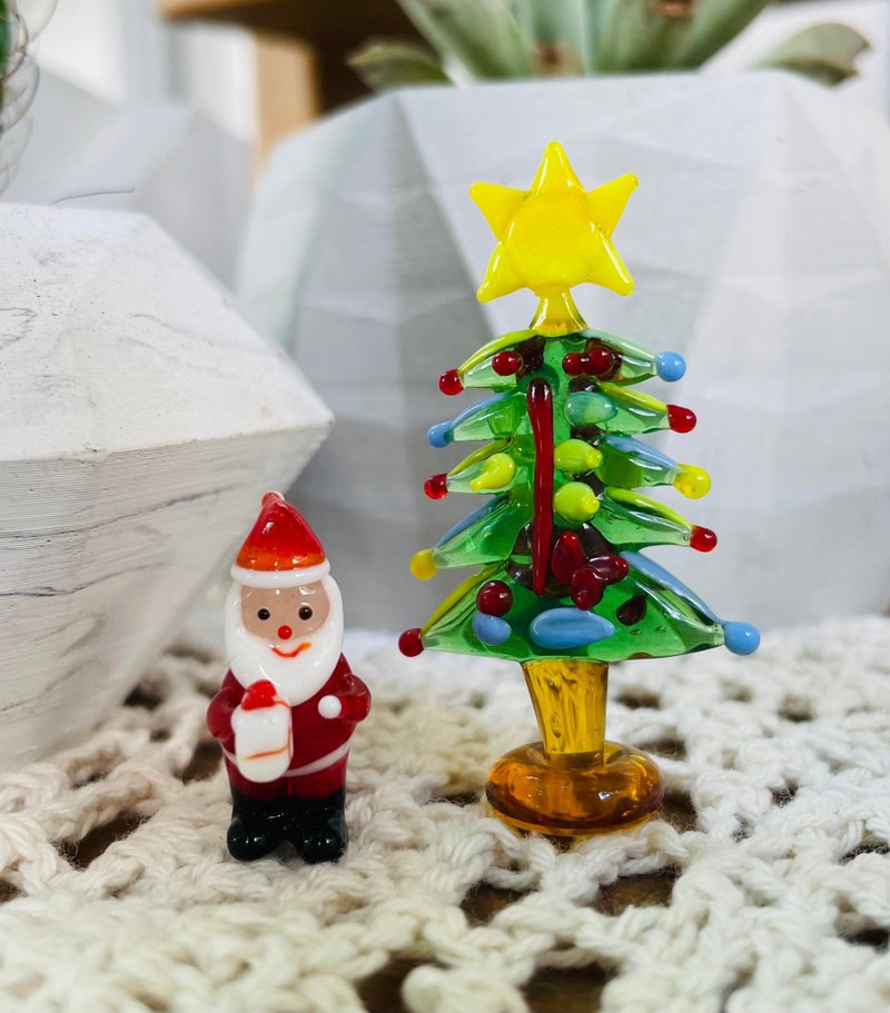 水晶玻璃 手工 精致 圣诞老人 圣诞树 圣诞礼物 小摆饰(组) - 摆饰 - 玻璃 