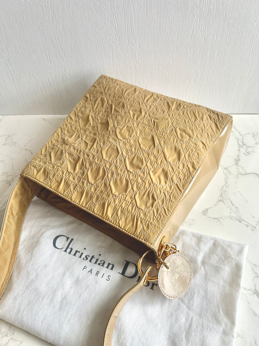 绝版中古包 Dior 米色金扣单肩包 侧背包 古董包 托特包 复古包 - 侧背包/斜挎包 - 真皮 卡其色