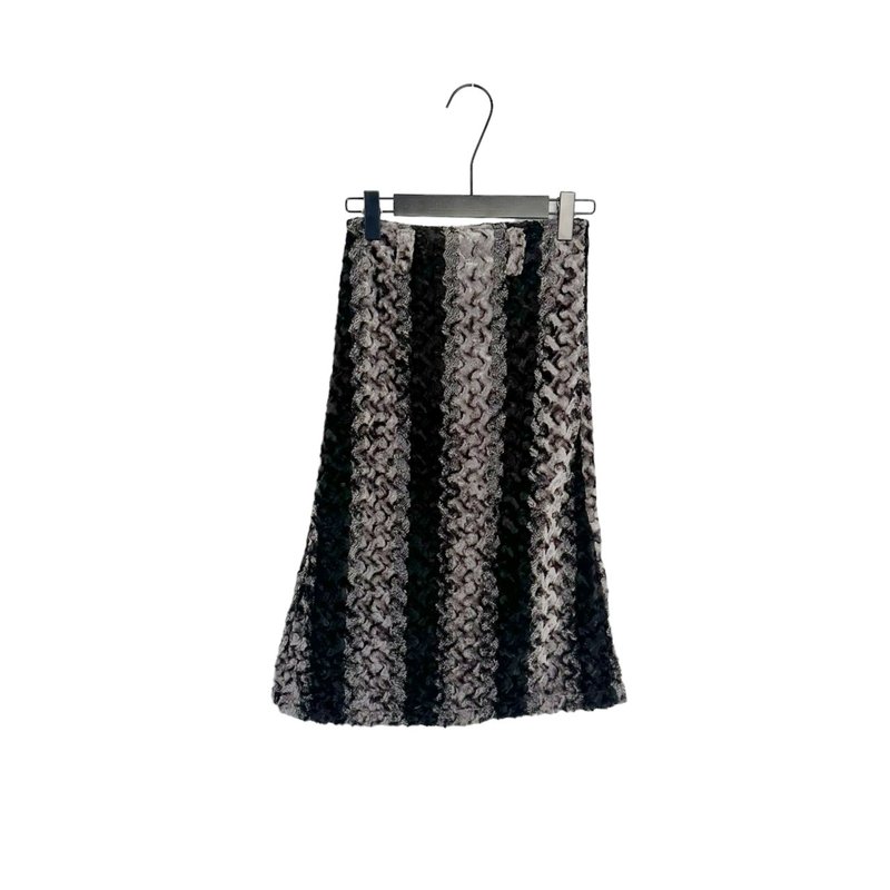 二手 咖啡黑配色 纹路绒 合身 高腰 24 长裙 PF105 - 裙子 - 聚酯纤维 灰色
