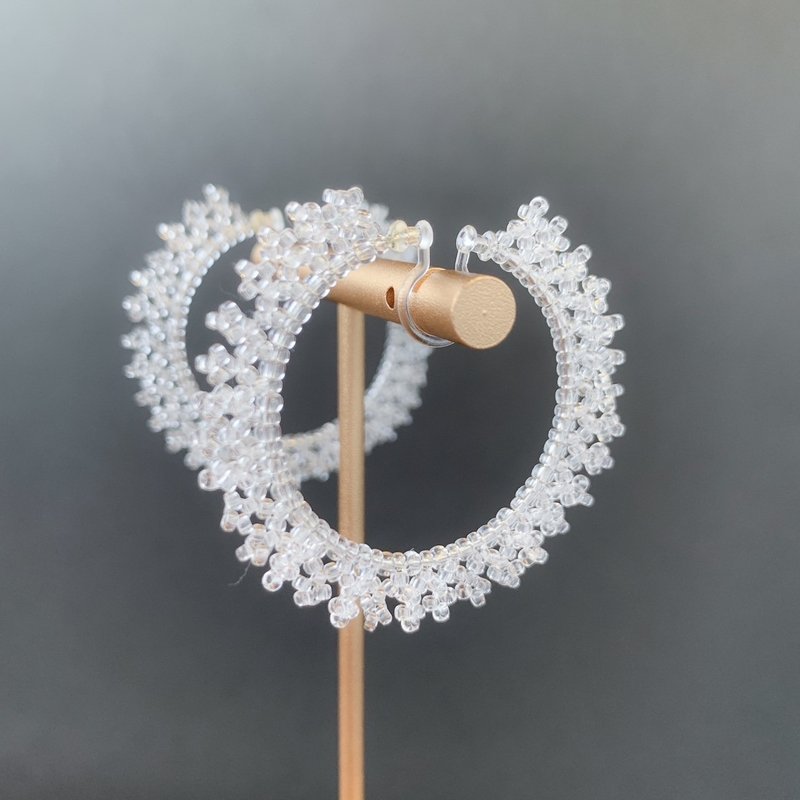 雪花蕾丝耳环 (无耳洞耳环)【透明】 - 耳环/耳夹 - 玻璃 透明