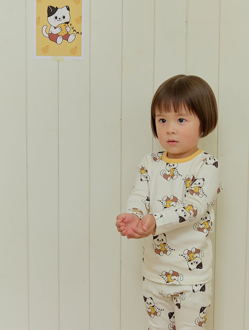 【新品】贪吃橘黄猫咪-云柔衣长袖韩国童装-K65609 - 童装上衣 - 棉．麻 橘色