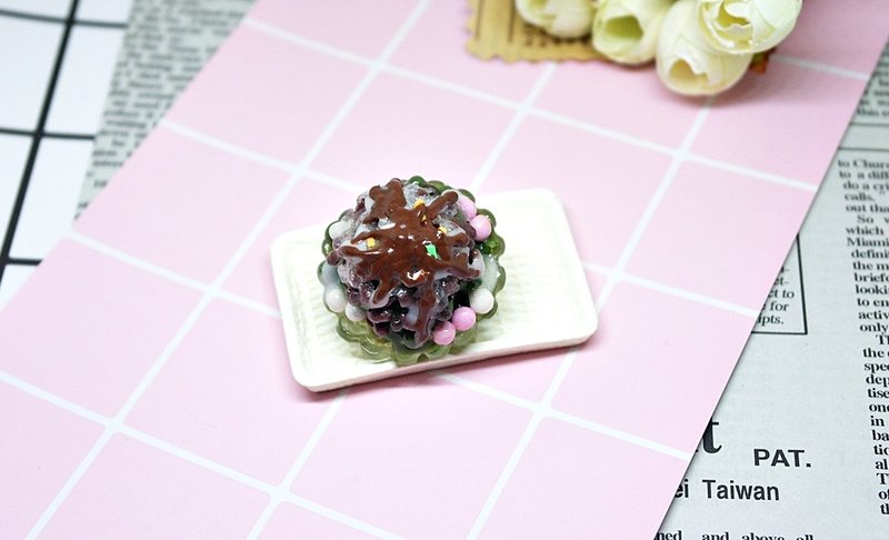 ➽黏土系列-超大份量-巧克力抹茶综合刨冰-➪磁铁系列 - 冰箱贴/磁贴 - 粘土 绿色