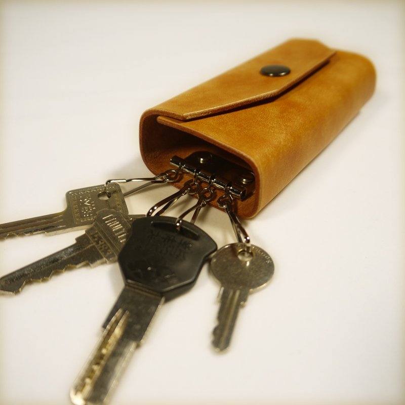 皮革钥匙包 真皮 钥匙扣 钥匙包 收纳包 真皮 皮作 皮件 送礼 - 钥匙链/钥匙包 - 真皮 咖啡色