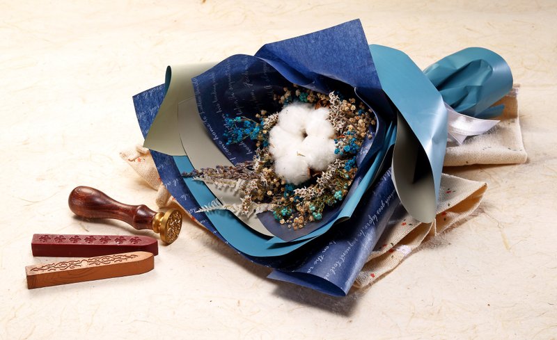 干燥花束 蓝 舛花 干燥花束 棉花花束 毕业花束 毕业礼物 - 干燥花/捧花 - 植物．花 蓝色