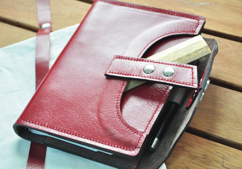 Cycle Life系列:樱桃红牛皮6孔B6活页型笔记本 - 笔记本/手帐 - 真皮 红色