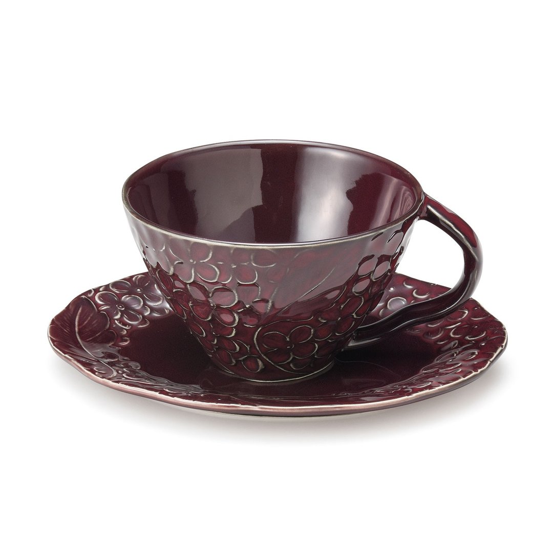 Lien lian cup saucer purple cup and saucer - 茶具/茶杯 - 陶 紫色