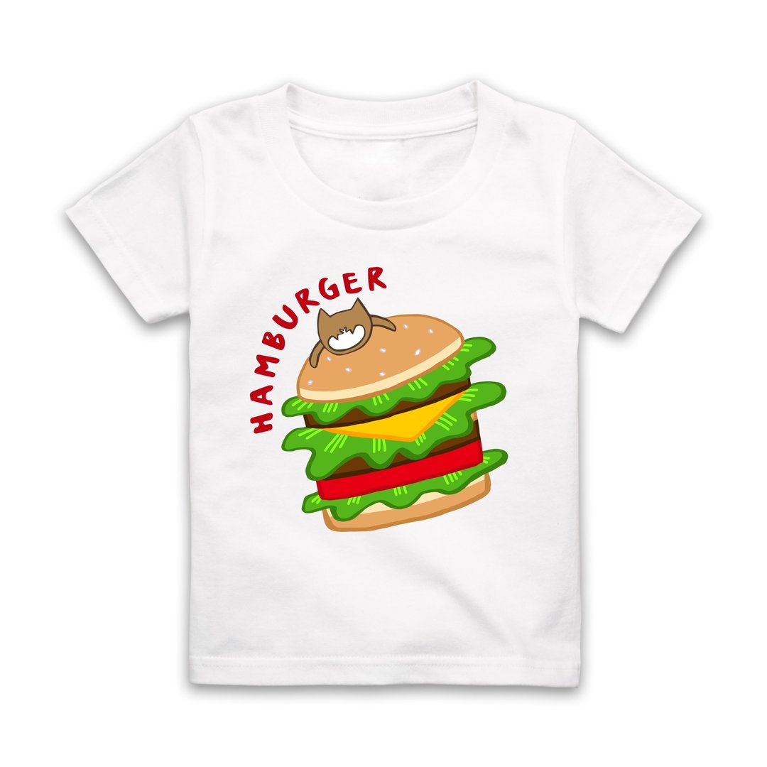 字母H-HAMBURGER短袖T恤-白 - 童装上衣 - 棉 白色