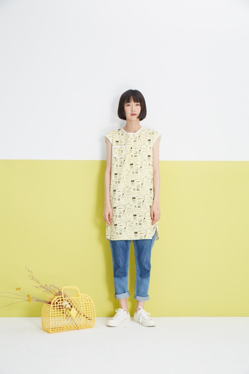 我的日常生活洋装/私の日常生活ワンピース（剩最后一件） - 洋装/连衣裙 - 棉．麻 黄色