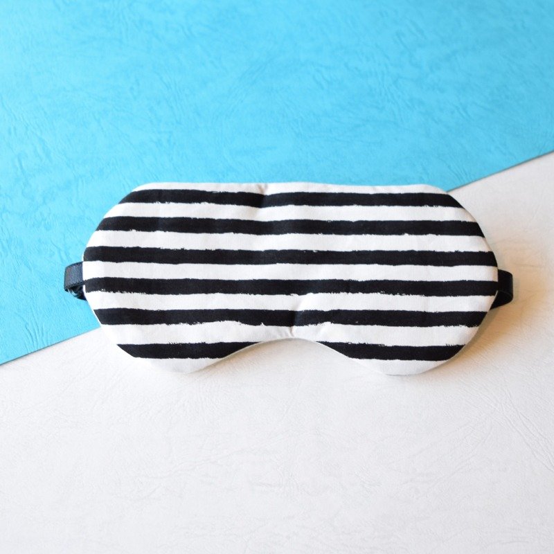 刮伤条纹 Black 眼罩/免费送小袋子/旅游/夏天/睡眠 - 眼罩 - 棉．麻 黑色