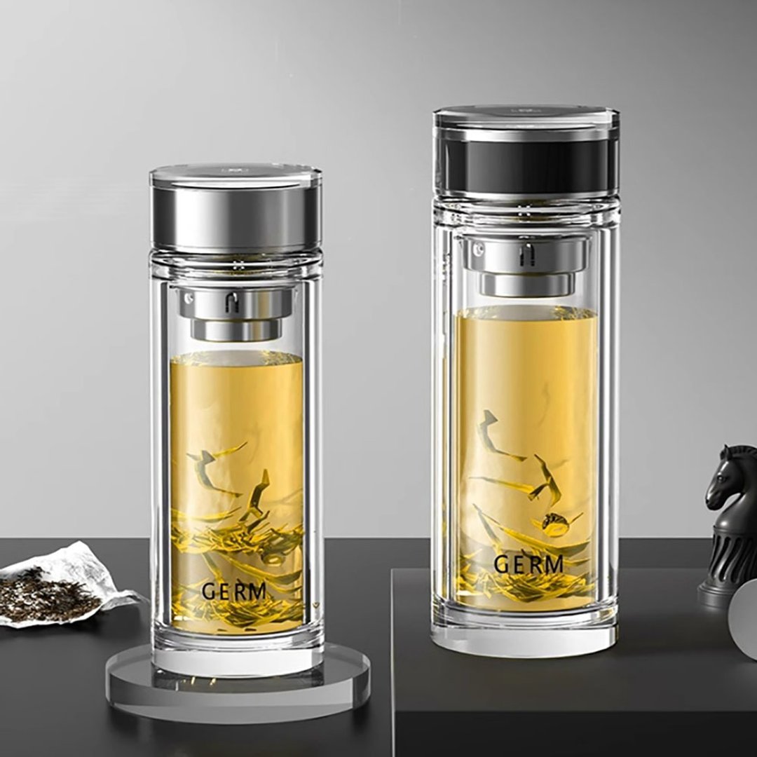 GERM双层隔热玻璃杯男茶杯高档车载杯子泡茶杯水杯 - 茶具/茶杯 - 其他材质 黑色