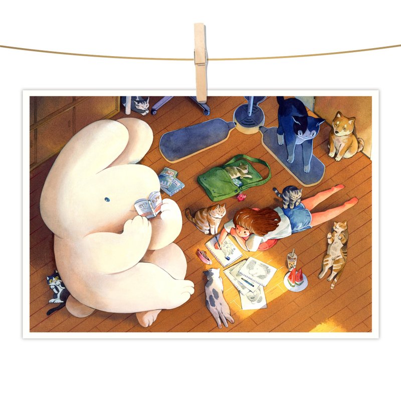 afu水彩插画明信片 - 午后的小房间 - 卡片/明信片 - 纸 多色