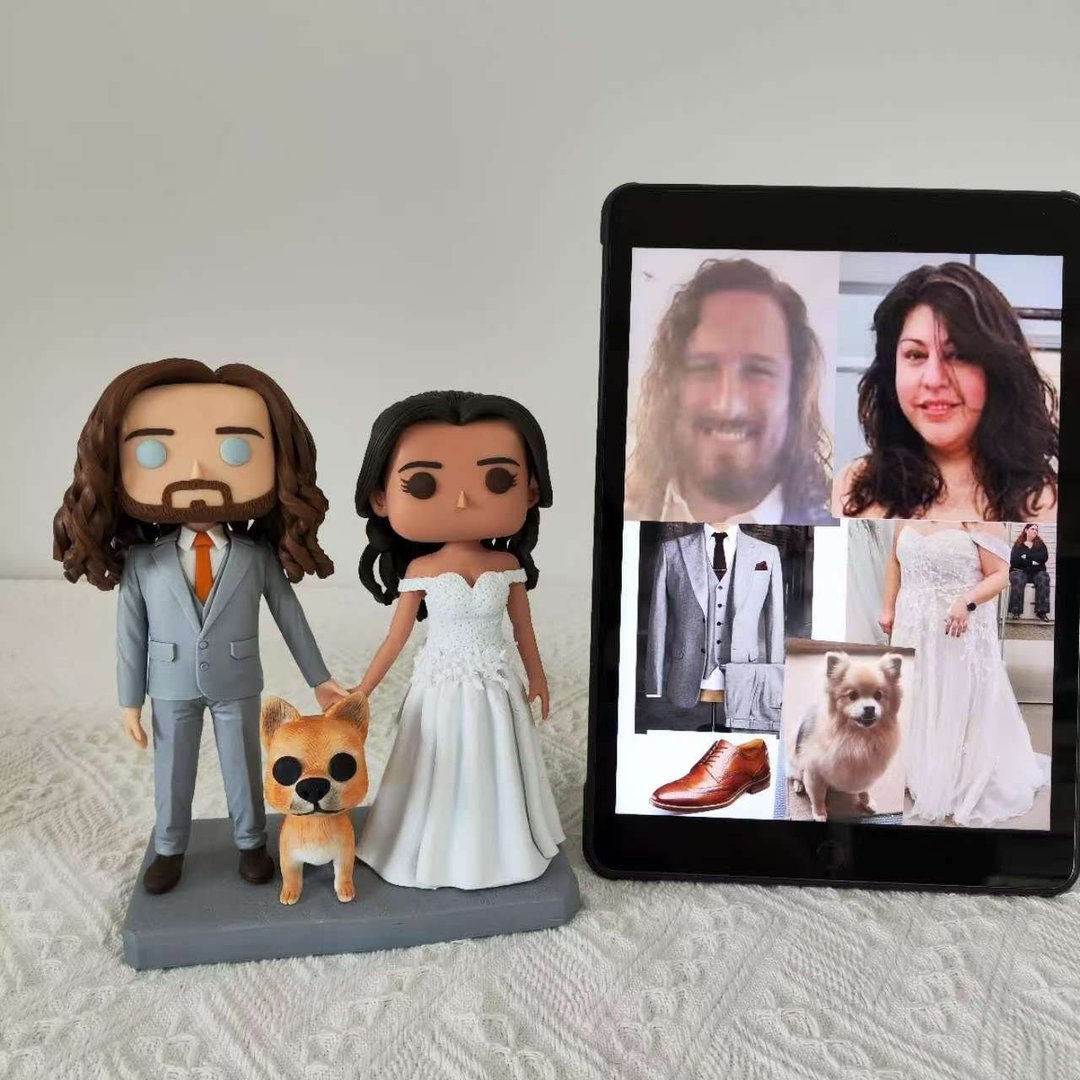 纯手工定制美国Funko Pop 自画像公仔情侣父母夫妻结婚周年礼物 - 玩偶/公仔 - 粘土 多色