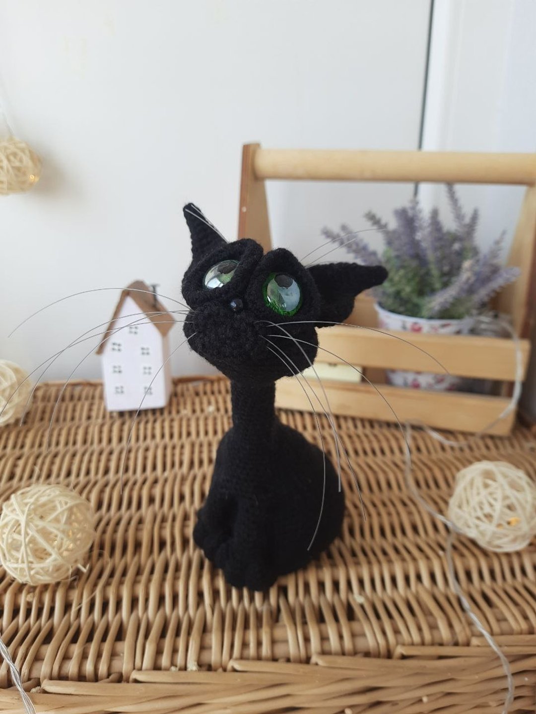 Interior cat toy sculpture . Knitting sitting realistic pet replica. Cat toy - 玩偶/公仔 - 棉 咖啡色
