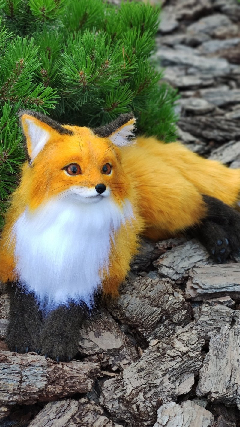 Realistic plush toy Red Fox - 玩偶/公仔 - 其他材质 橘色