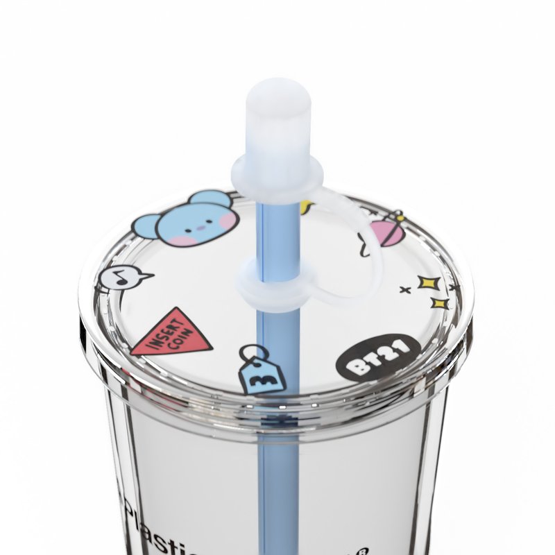BT21 minini KOYA 透明吸吸杯 - 其他杯子 - 塑料 蓝色