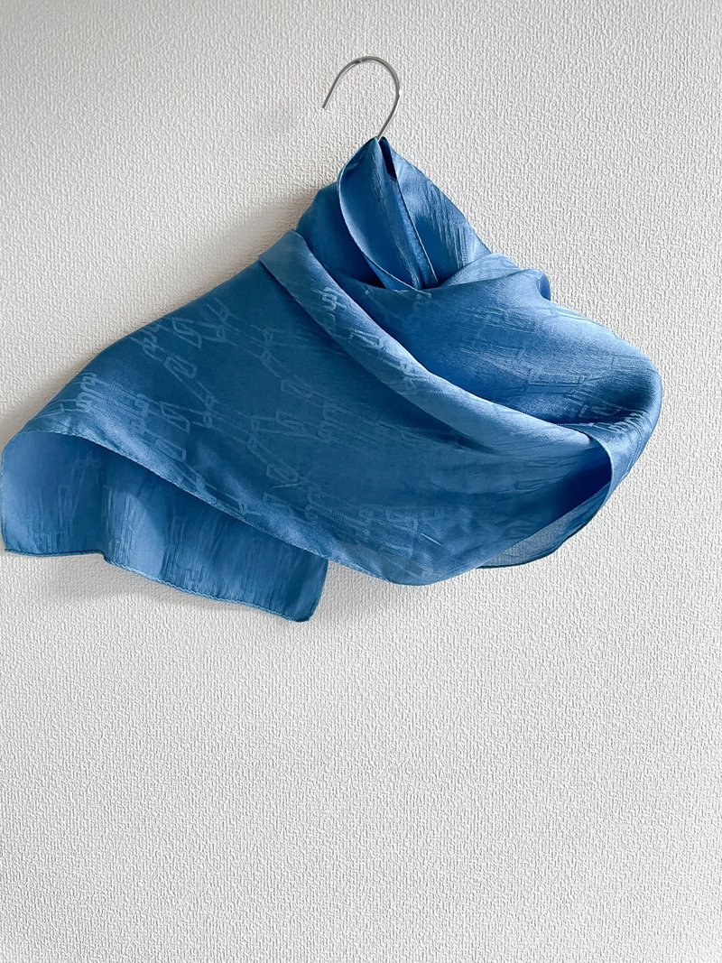 蓝染蚕丝披肩 链条图案 BLUEWIND Silk Stole Aizome Aizen JAPANBLUE - 其他 - 棉．麻 蓝色