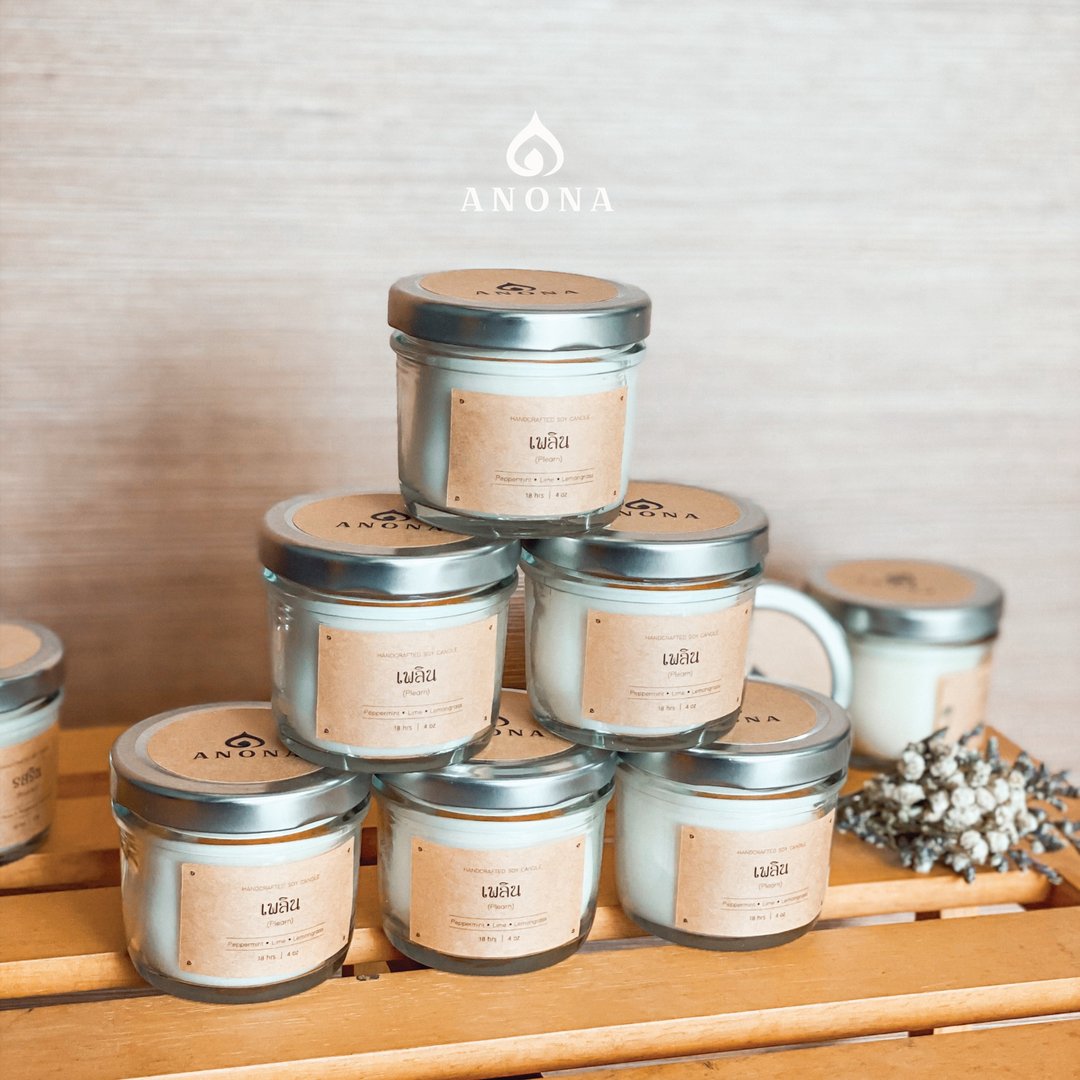 AROMATIC SOY CANDLE IN PEPPERMINT LIME AND LEMONGRASS 7 OZ. - 蜡烛/烛台 - 精油 