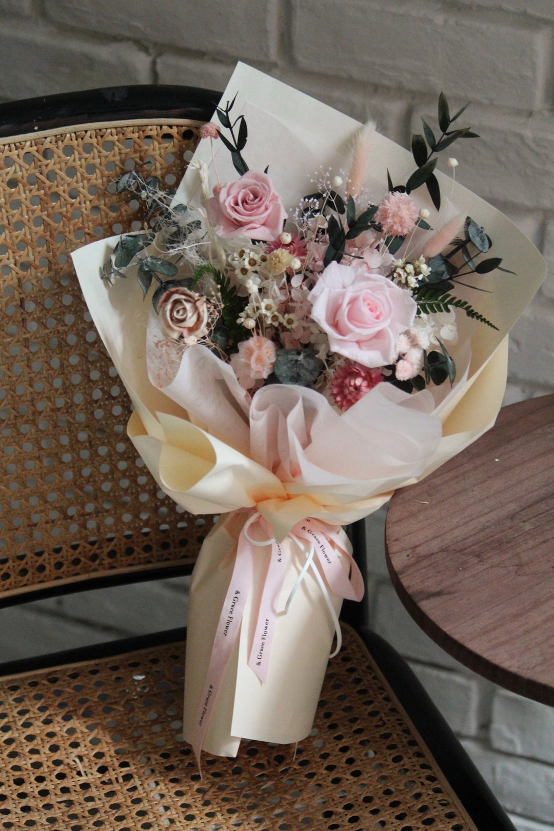 【珍珠冰淇淋】永生花束/永生花/生日花礼/居家布置 - 干燥花/捧花 - 植物．花 白色