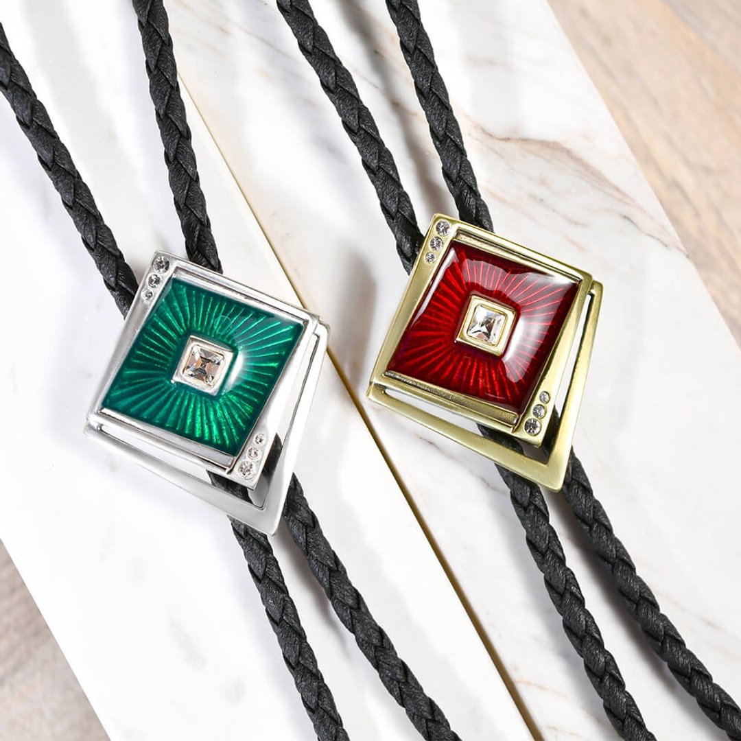 复古时尚 保罗领带 Bolo Tie 皮革项链 皮绳领带 长项链 - 领带/领带夹 - 人造皮革 银色