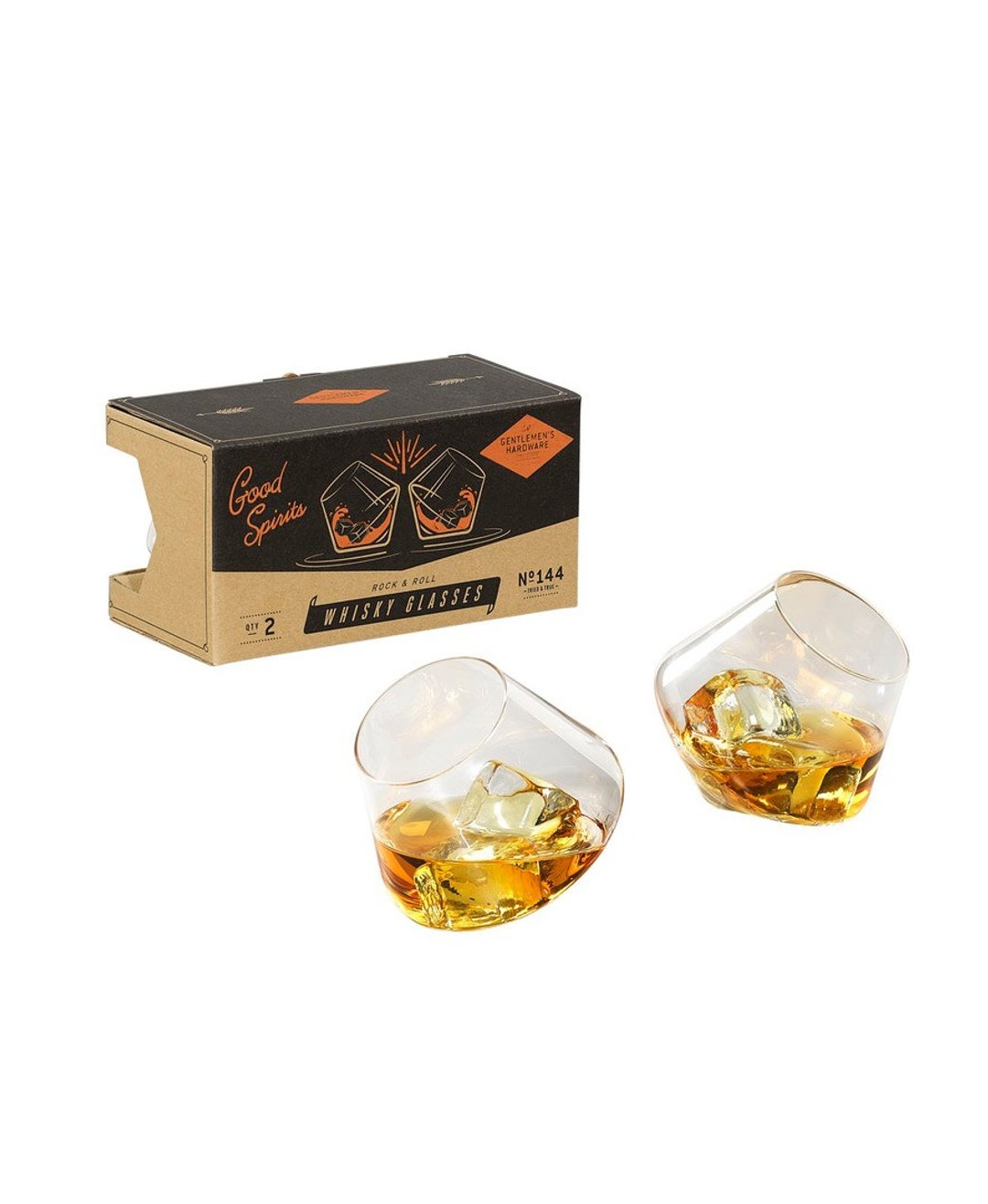 英国Gentlemen威士忌陀螺摇滚造型玻璃酒杯礼盒组(一组两杯入) - 茶具/茶杯 - 琉璃 透明