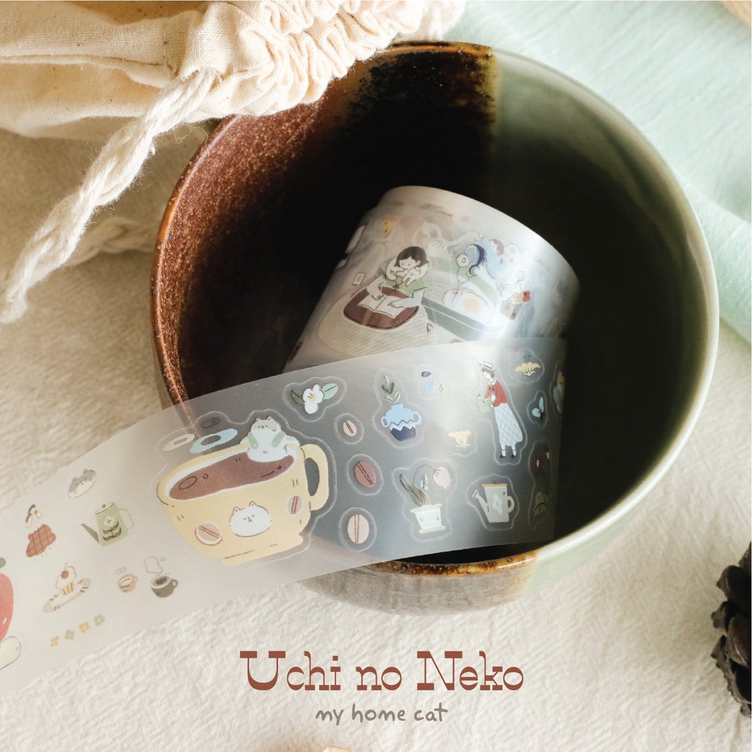 Uchi no Neko (我家的猫) | teayou 品牌 kiss-cut PET 转印贴纸 - 纸胶带 - 塑料 