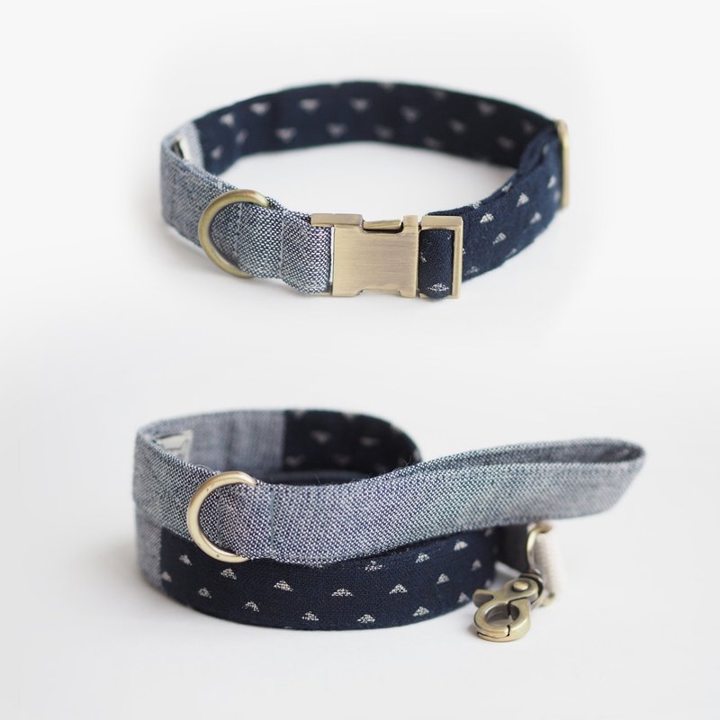 Goody Bag - 牛仔靛色组合 - 项圈/牵绳 - 棉．麻 蓝色