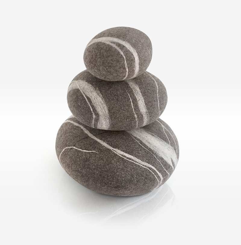 SET OF THREE POUFS #8 - 枕头/抱枕 - 羊毛 灰色