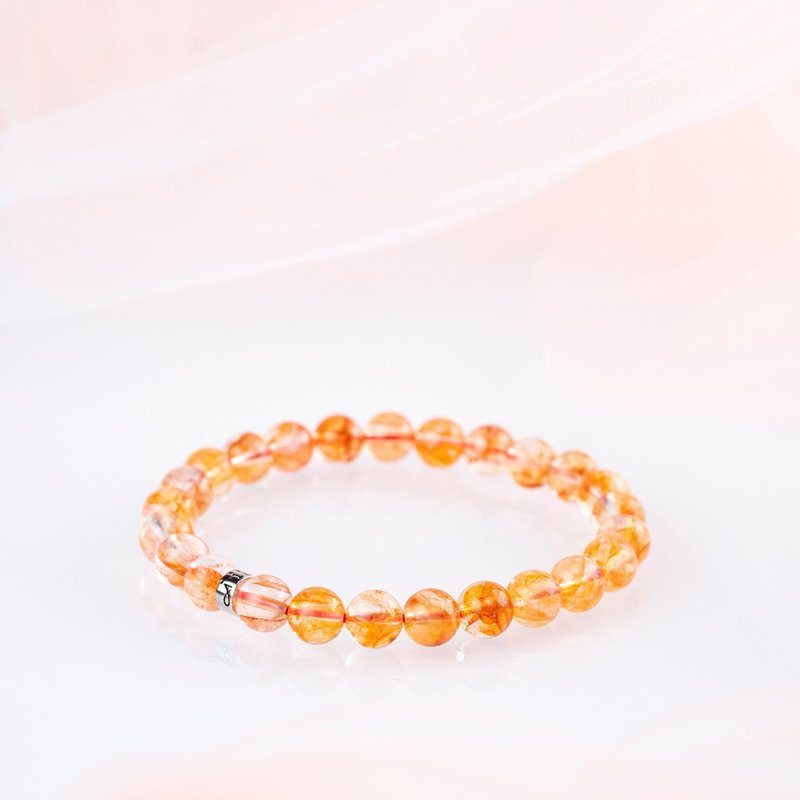 芬达胶花 | 天然能量手串 | 7-8mm - 手链/手环 - 水晶 橘色
