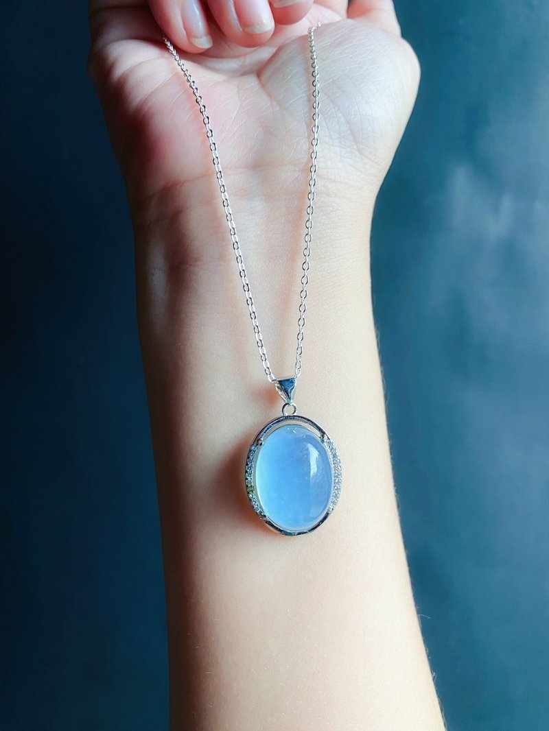 【售出】情人节 天然 气质 海蓝宝 水晶 天然石 礼物 S925 项链 - 项链 - 水晶 蓝色