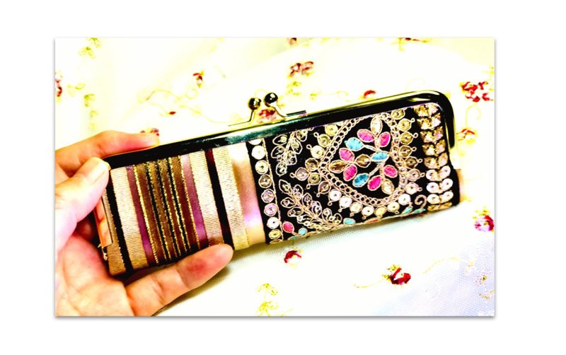 招来幸福，大人女子可分类的零钱包 Crush系列63 - 零钱包 - 棉．麻 黑色