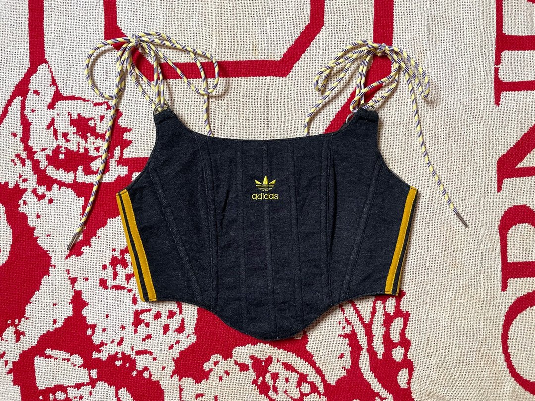 REGETHER 古着改制 adidas 三线绑带马甲 BRA TOP -08 - 女装背心 - 棉．麻 灰色