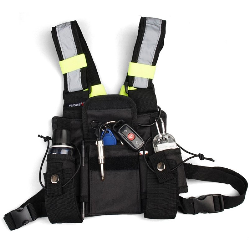 户外 功能性 战术马甲 - 男装背心 - 聚酯纤维 黑色