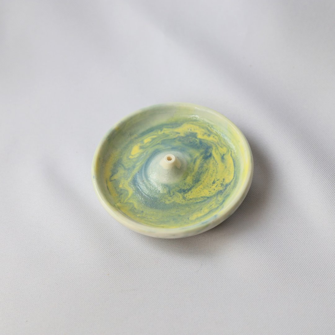 流动小岛线香座 陶器皿 花瓶 - 花瓶/陶器 - 陶 黄色