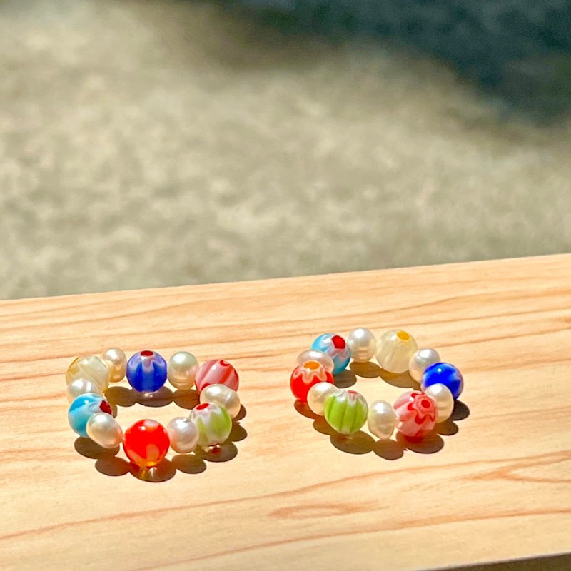 Zoey 戒指 • 迷人淡水小珍珠 • 穆拉诺琉璃石 - 戒指 - 珍珠 